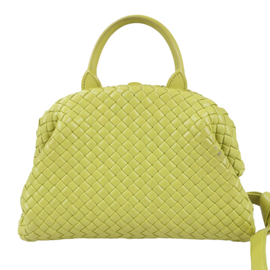 Bottega Veneta – Kleine 2-Wege-Handtasche aus Intrecciato-Leder in Gelbgrün