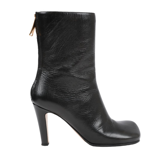 Bottega Veneta Leder LAVILLE Ankle Heel Stiefel Schwarz in Größe 38