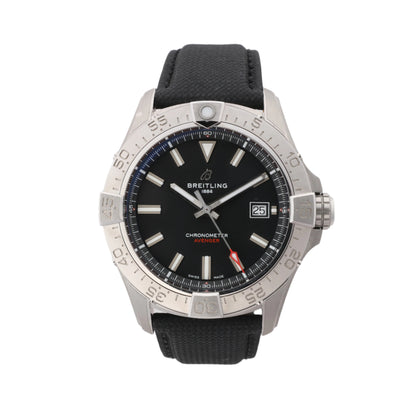 Breitling Avenger A17328 6752184 SS & Leather AT Black Dial Watch