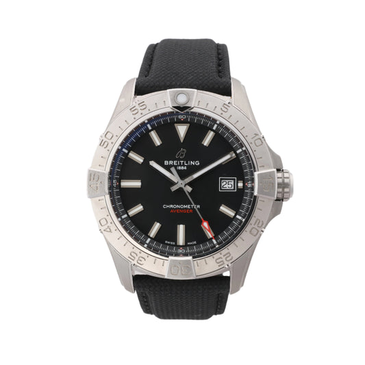 Breitling Avenger A17328 6752184 SS & Leather AT Black Dial Watch