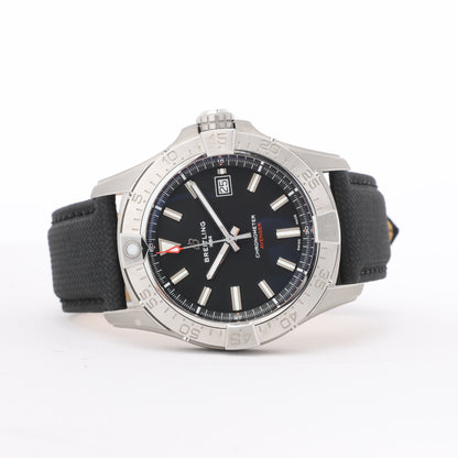 Breitling Avenger A17328 6752184 SS & Leather AT Black Dial Watch
