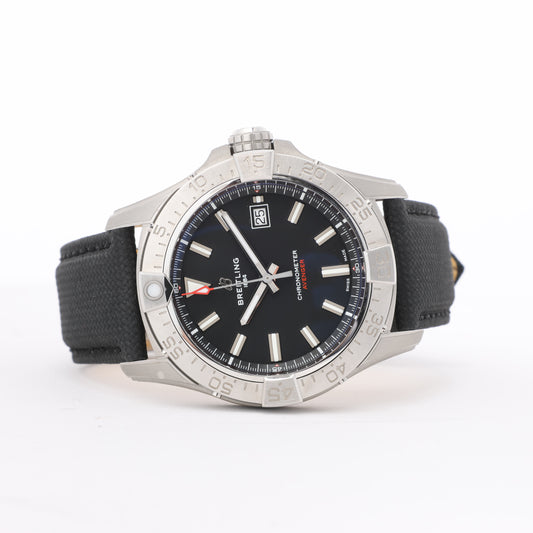 Breitling Avenger A17328 6752184 SS & Leather AT Black Dial Watch