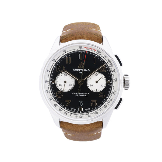 Breitling Premier B01 Chronograph 42 AB0118A21B1X2 3286079 SS &amp; Leder AT schwarzes Zifferblatt Uhr