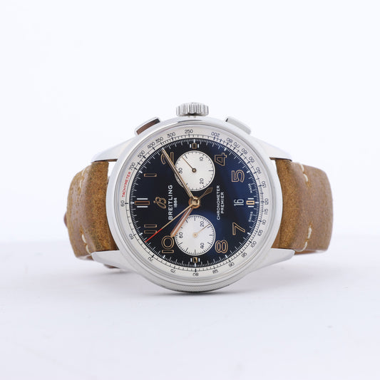 Breitling Premier B01 Chronograph 42 AB0118A21B1X2 3286079 SS &amp; Leder AT schwarzes Zifferblatt Uhr