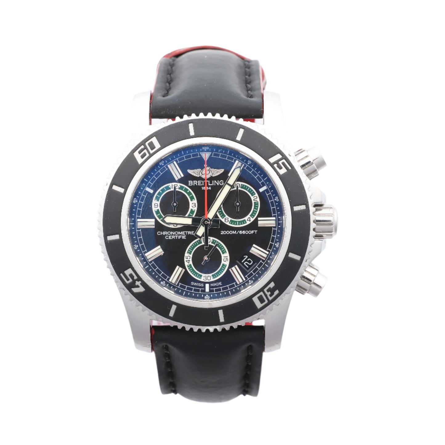 Montre Breitling Superocean A73310 1322371 SS et caoutchouc QZ, cadran noir