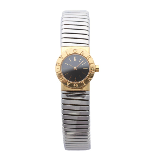 Bulgari Bulgari Bulgari Tubogas BB192T P.73933 SS×YG QZ Uhr mit schwarzem Zifferblatt