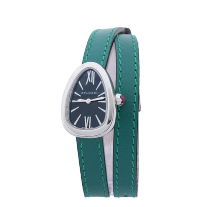 Bulgari Serpenti SPS27 1NJ2IT SS &amp; Leder QZ schwarzes Zifferblatt