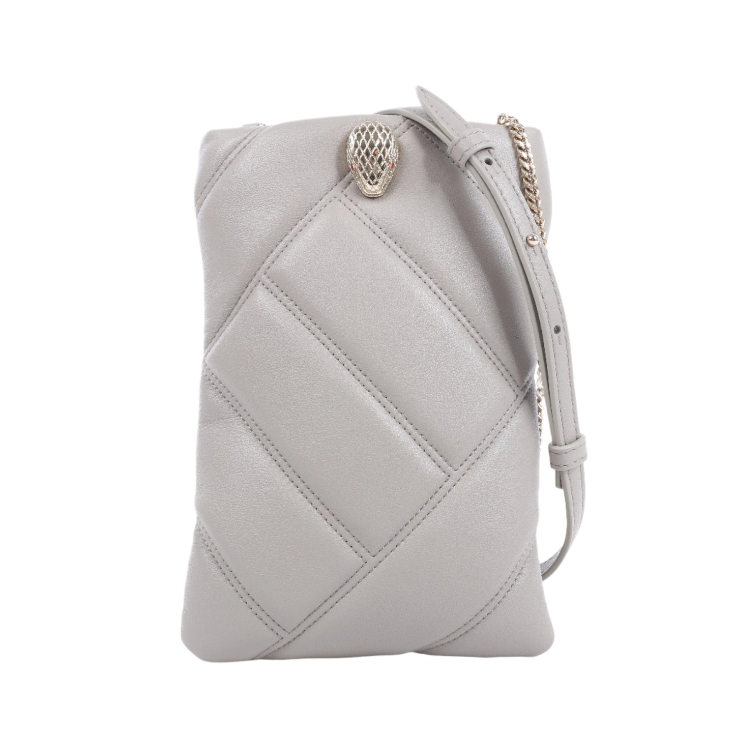BVLGARI Serpenti Cabochon Chain Schultertasche aus Leder in Grau