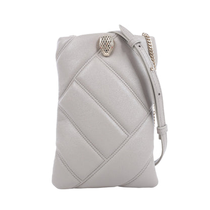 BVLGARI Serpenti Cabochon Chain Schultertasche aus Leder in Grau