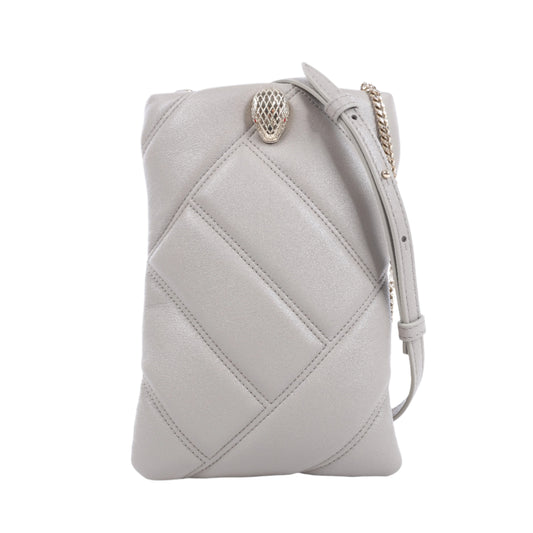 BVLGARI Serpenti Cabochon Chain Schultertasche aus Leder in Grau