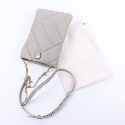 BVLGARI Serpenti Cabochon Chain Schultertasche aus Leder in Grau
