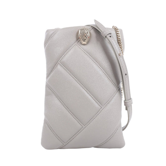 BVLGARI Serpenti Cabochon Chain Schultertasche aus Leder in Grau