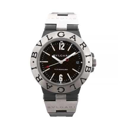 BVLGARI Diagono TI38TA L8213 Ti &amp; Gummi AT Uhr mit braunem Zifferblatt