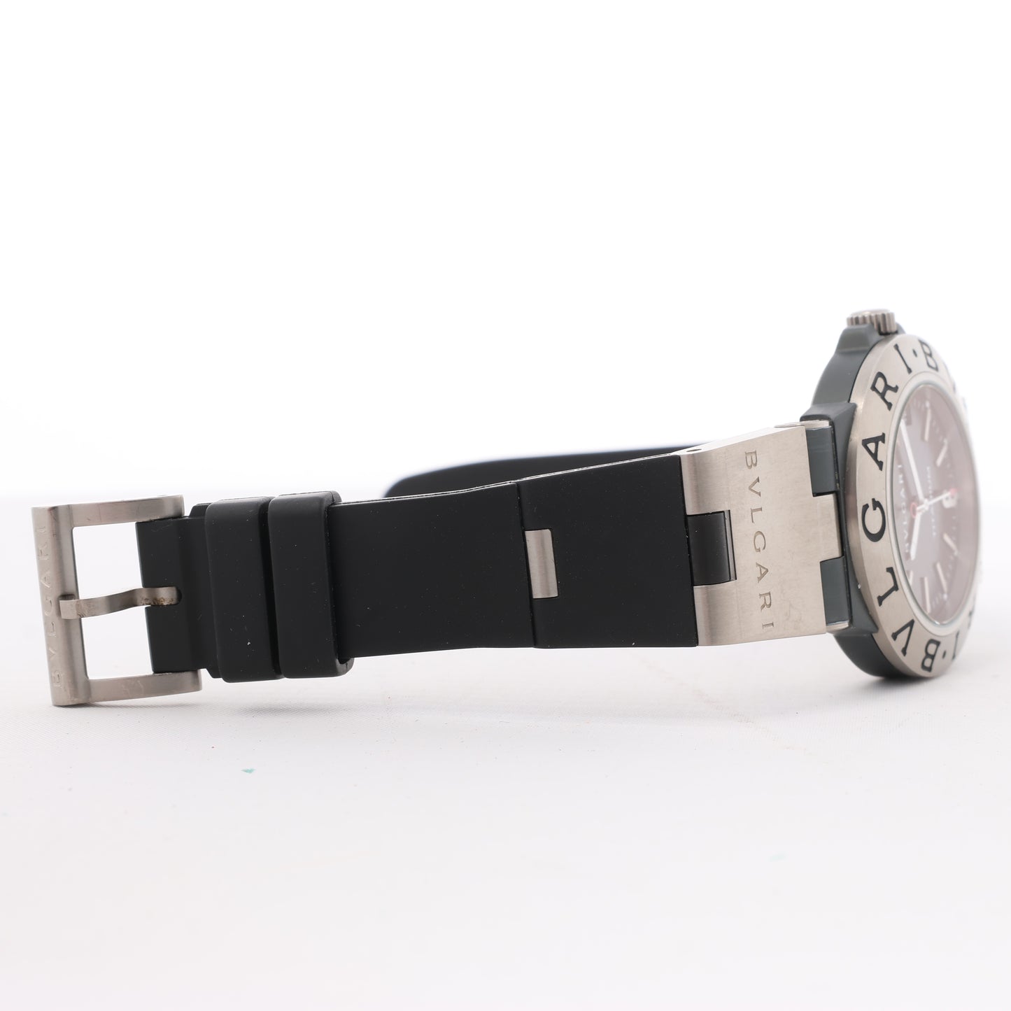 BVLGARI Diagono TI38TA L8213 Ti &amp; Gummi AT Uhr mit braunem Zifferblatt
