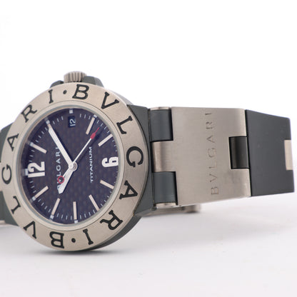 BVLGARI Diagono TI38TA L8213 Ti &amp; Gummi AT Uhr mit braunem Zifferblatt