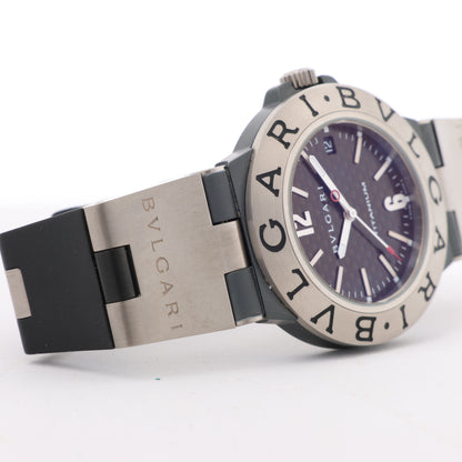 BVLGARI Diagono TI38TA L8213 Ti &amp; Gummi AT Uhr mit braunem Zifferblatt
