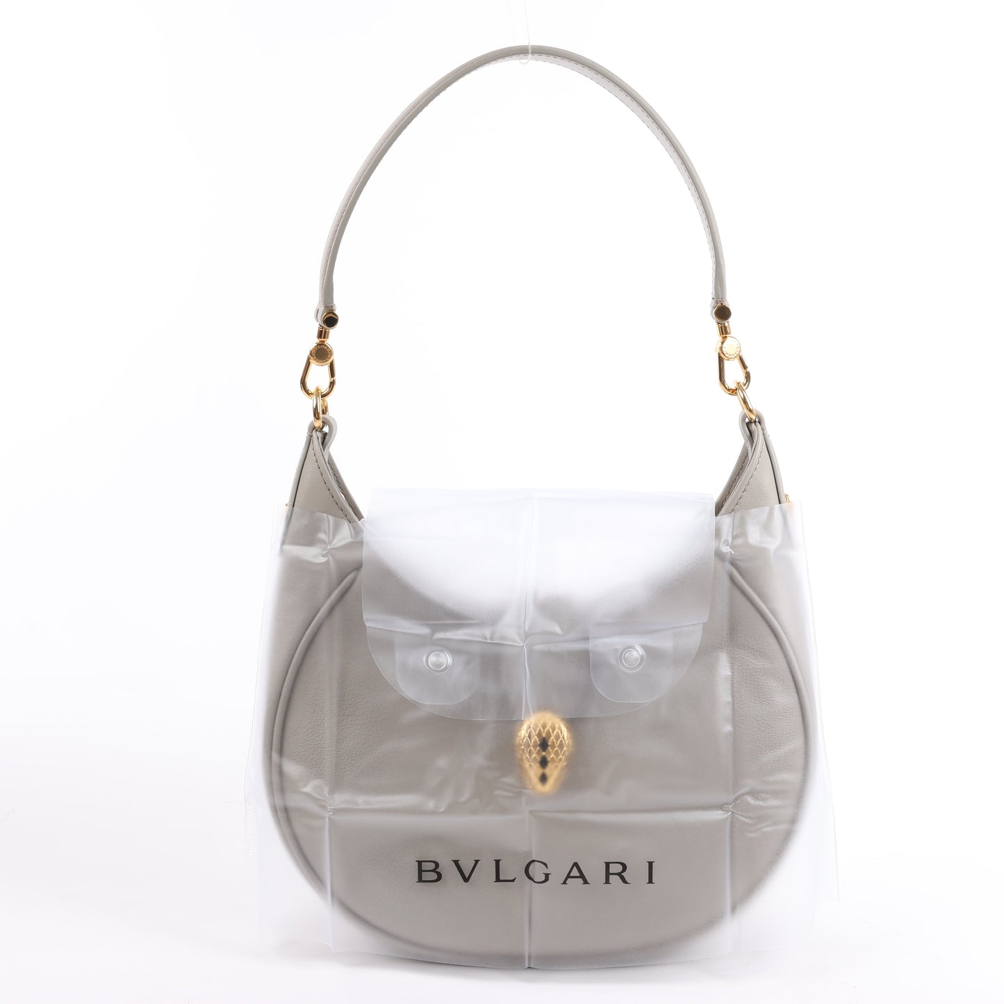 BVLGARI Serpenti-Schultertasche aus grauem Leder