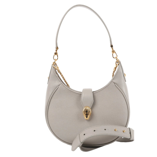 BVLGARI Serpenti-Schultertasche aus grauem Leder