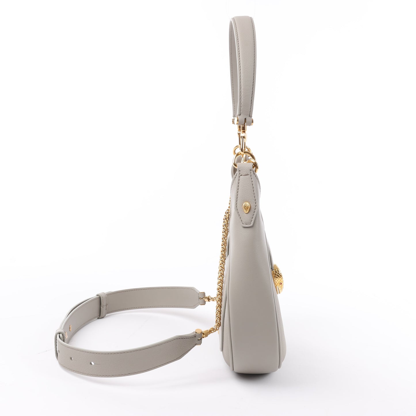 BVLGARI Serpenti-Schultertasche aus grauem Leder