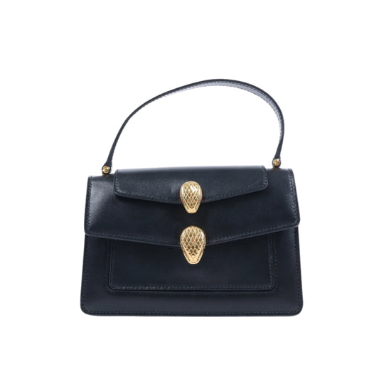 Bvlgari × Alexander Wang Serpenti Lederhandtasche in Schwarz