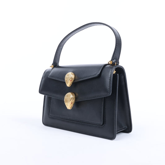 Bvlgari × Alexander Wang Serpenti Lederhandtasche in Schwarz