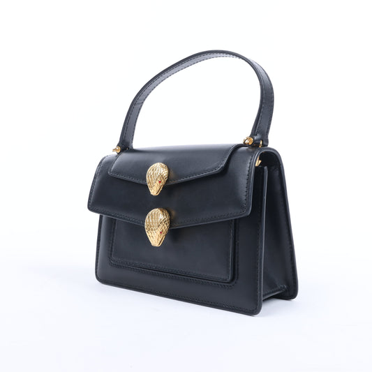 Bvlgari × Alexander Wang Serpenti Lederhandtasche in Schwarz