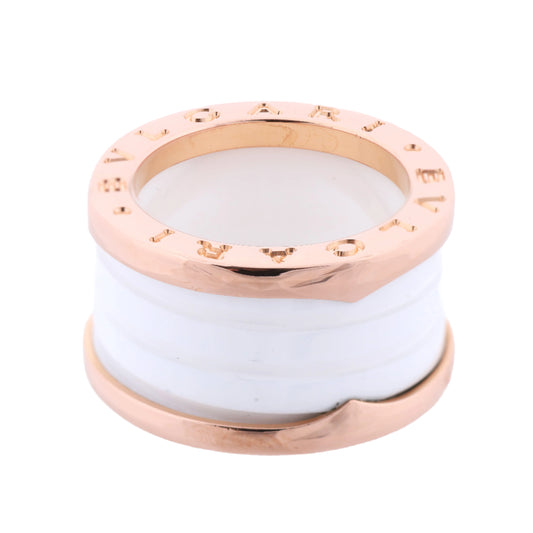 Bvlgari B.Zero1 Ring aus 750er Roségold und weißer Keramik (9,4 g, Größe 49)