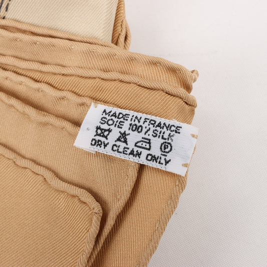 Hermes Carré 90 "soleil de soie" 100% Silk Scarf in Navy x Beige