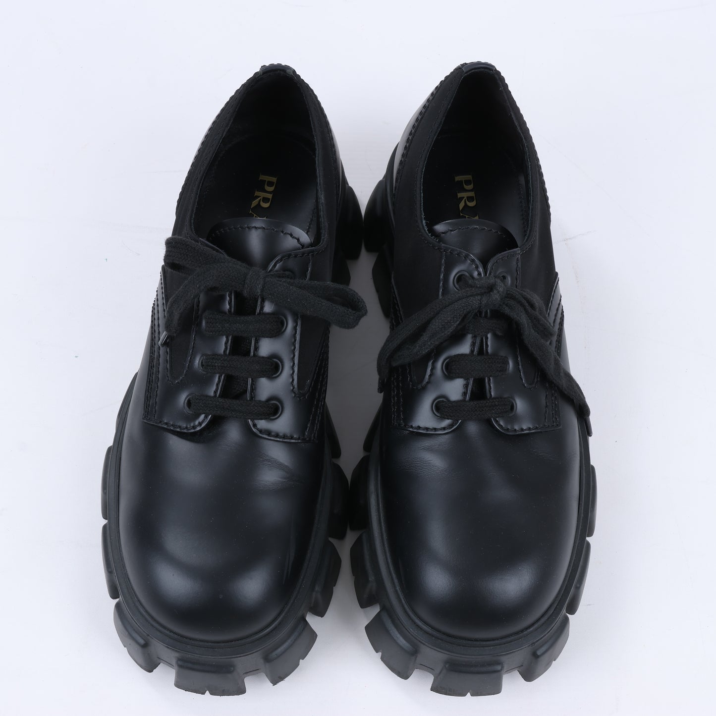 Prada Monolith Nylon &amp; Leder Loafer in Schwarz 2EE342, Größe 42 EU