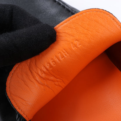 HERMES Irving Leder-Fahrmokassins in Schwarz Collier de Chien, Größe 42 EU