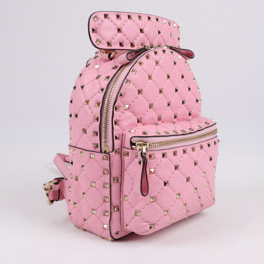 Valentino Garavani – Rockstud Spike – 2-Wege-Rucksack aus rosa Leder