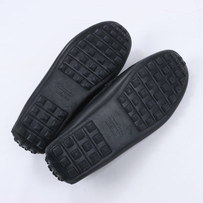 HERMES Irving Leather Driving Moccasins in Black Collier de Chien for Men, Size 42 EU