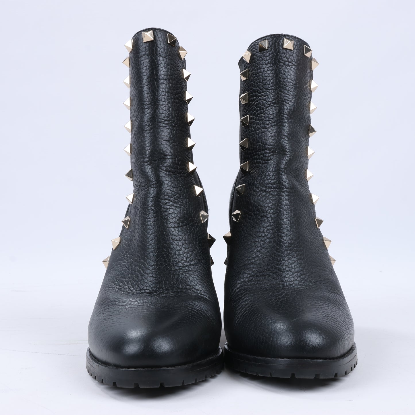 Valentino Garavani Rockstuds Leather Side Gore Boots in Black, Size 37.5 EU