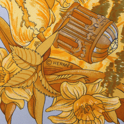 Hermes Carré 90 "Au Pays de Cocagne" 100% Silk Scarf in Blue