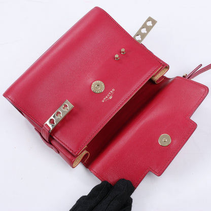 Delvaux Tempete Kleine 2-Wege-Handtasche aus Leder in Rot