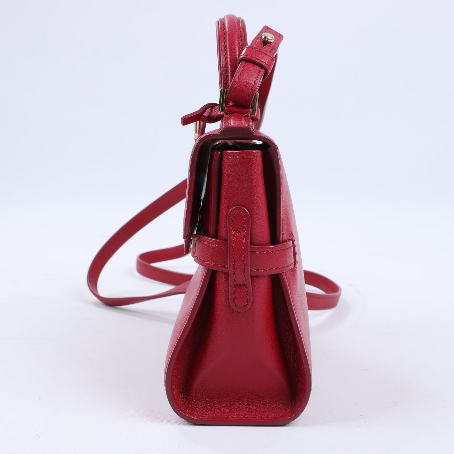 Delvaux Tempete Kleine 2-Wege-Handtasche aus Leder in Rot