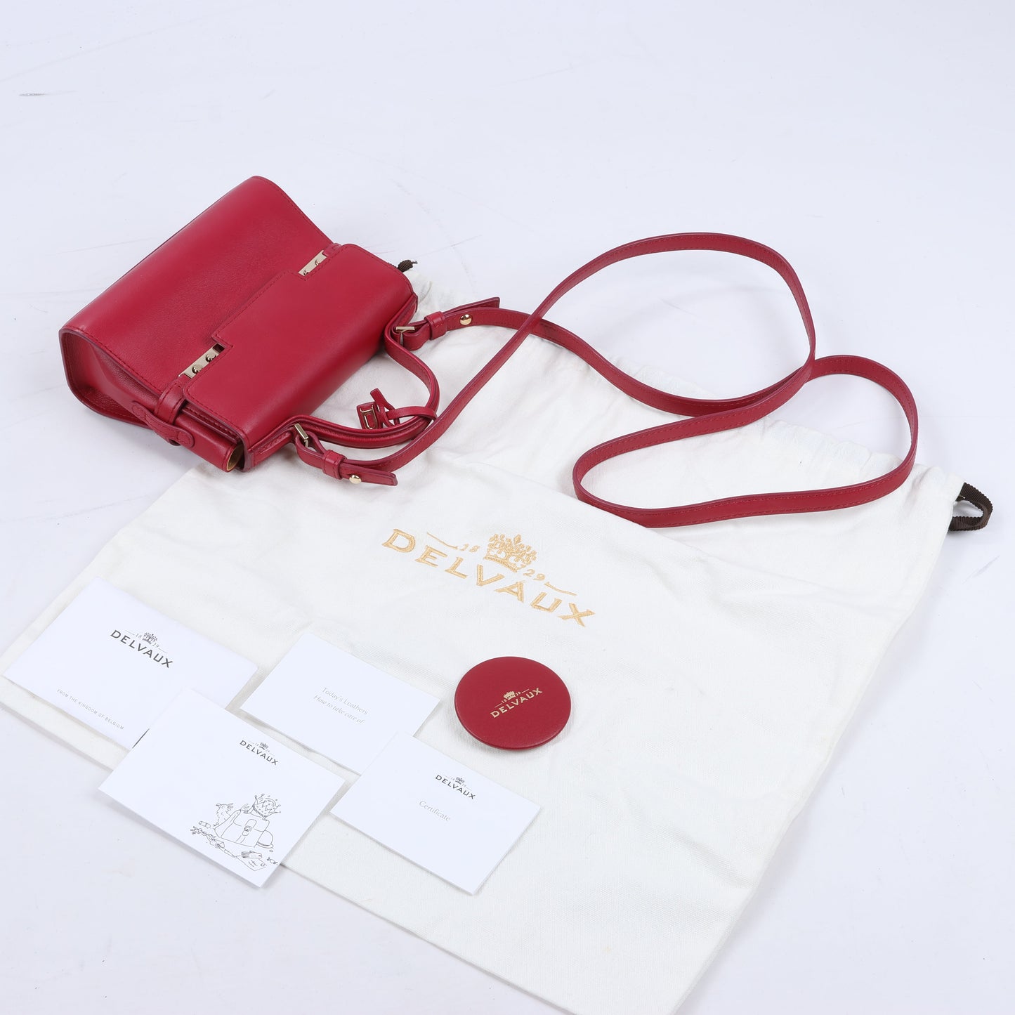 Delvaux Tempete Kleine 2-Wege-Handtasche aus Leder in Rot