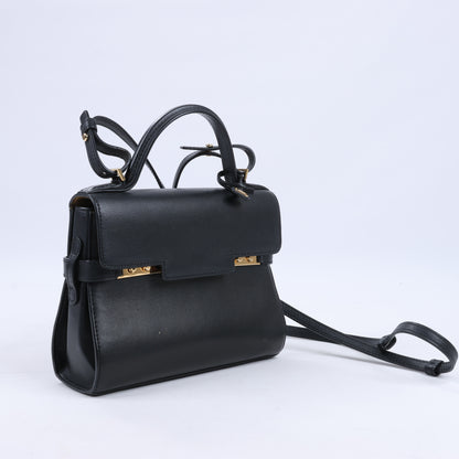 Delvaux Tempête PM 2-Wege-Handtasche aus schwarzem Leder