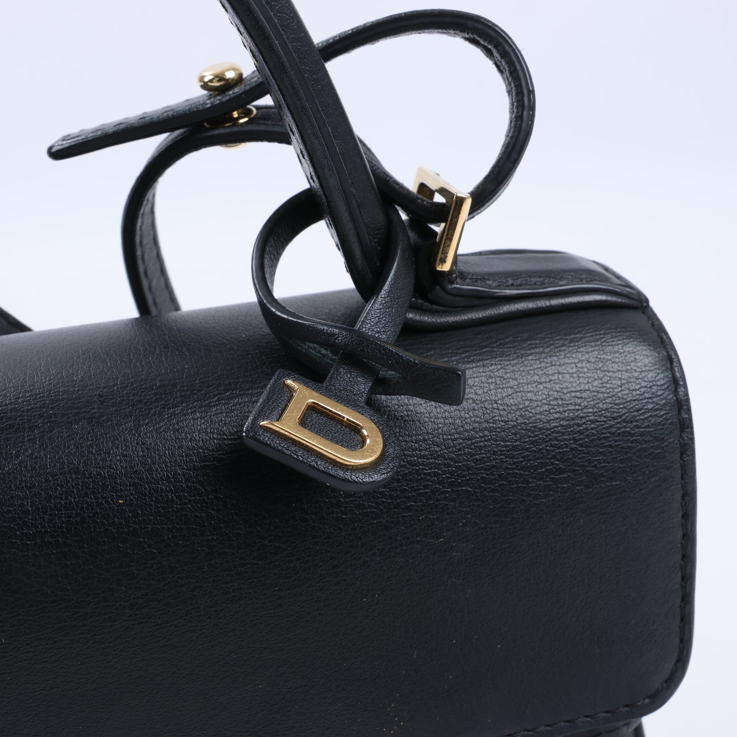 Delvaux Tempête PM 2-Wege-Handtasche aus schwarzem Leder