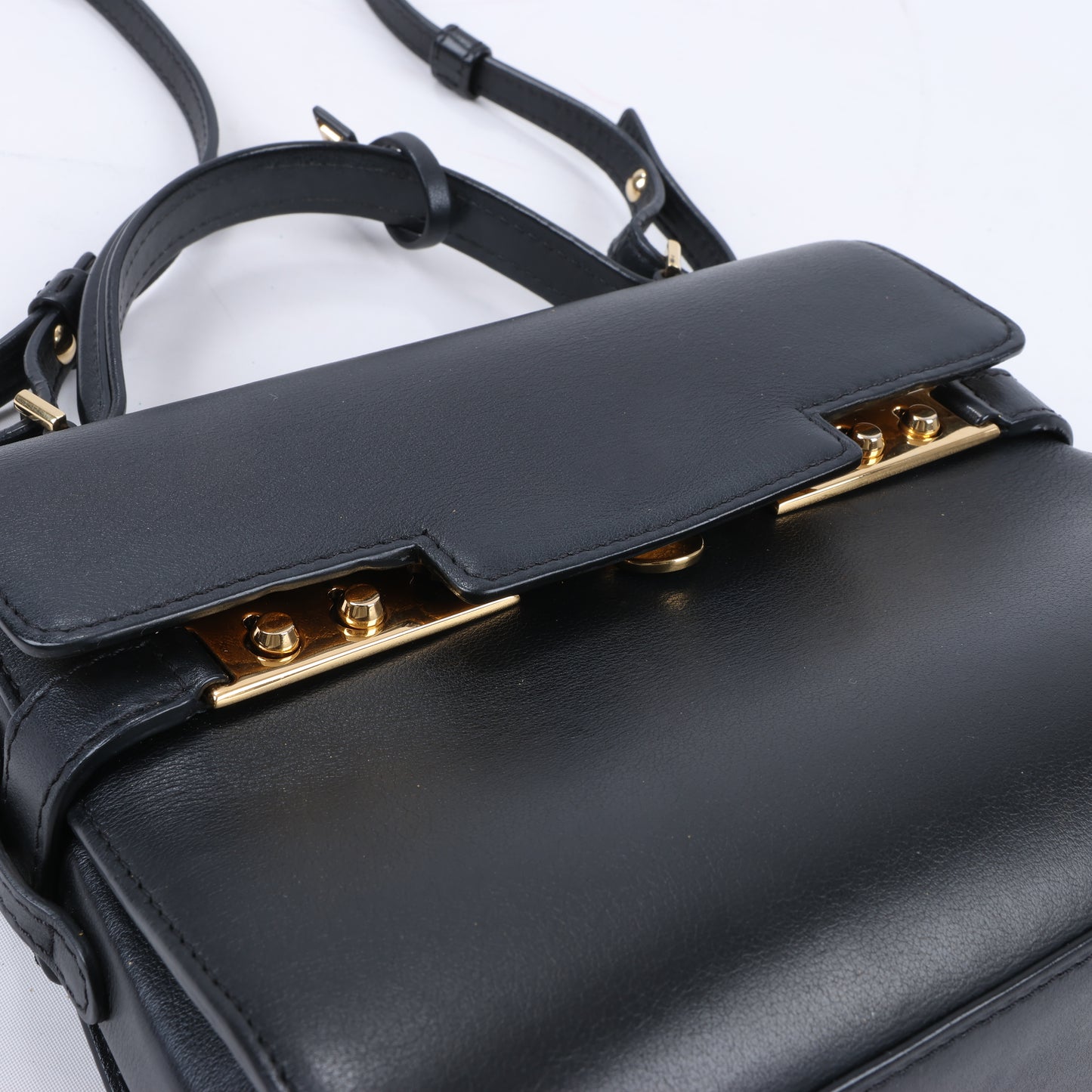 Delvaux Tempête PM 2-Wege-Handtasche aus schwarzem Leder