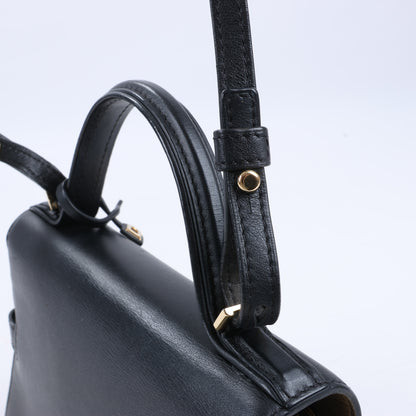 Delvaux Tempête PM 2-Wege-Handtasche aus schwarzem Leder