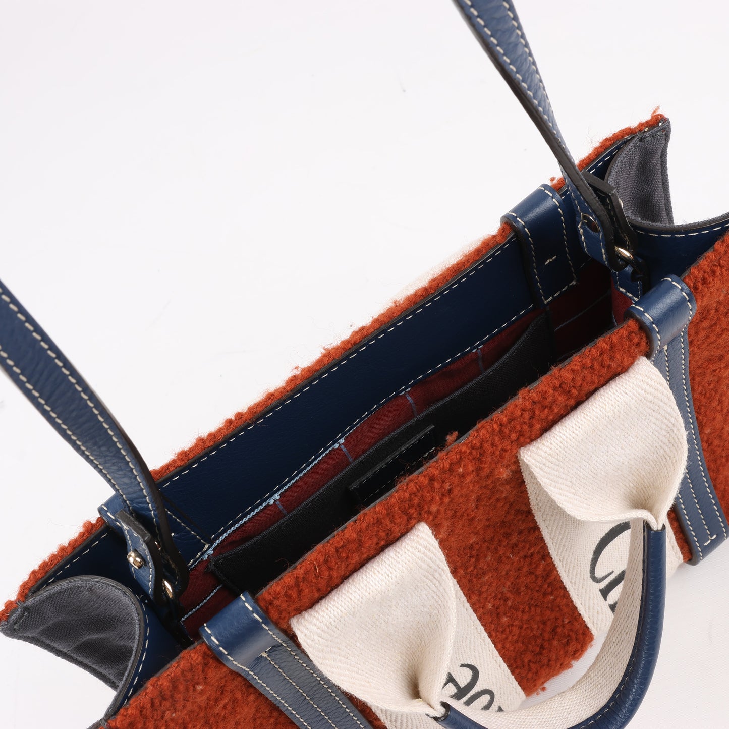 Chloé Woody – Kleine 2-Wege-Handtasche aus Wolle und Leder in Braun