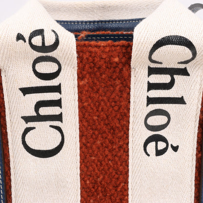 Chloé Woody – Kleine 2-Wege-Handtasche aus Wolle und Leder in Braun