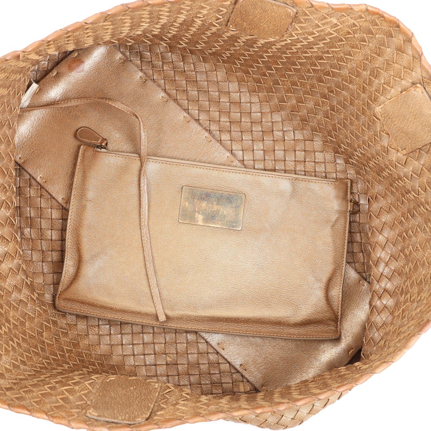 Bottega Veneta Intrecciato Cabat MM Ledertasche in Gold