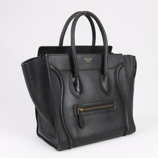CELINE Luggage Micro Lederhandtasche in Schwarz