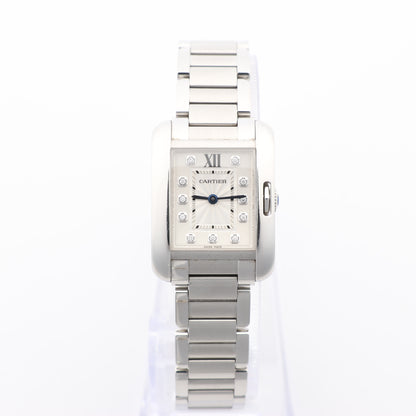 Cartier Tank Anglaise W4TA0003 3485312740UX SS QZ Silver-Face Watch