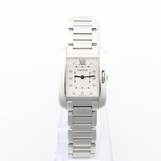 Cartier Tank Anglaise W4TA0003 3485312740UX SS QZ Silver-Face Watch