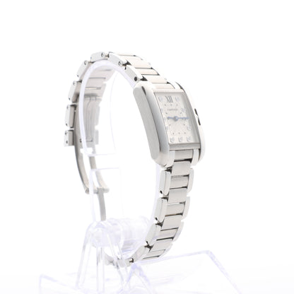 Cartier Tank Anglaise W4TA0003 3485312740UX SS QZ Silver-Face Watch