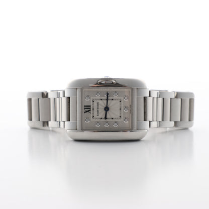 Cartier Tank Anglaise W4TA0003 3485312740UX SS QZ Silver-Face Watch