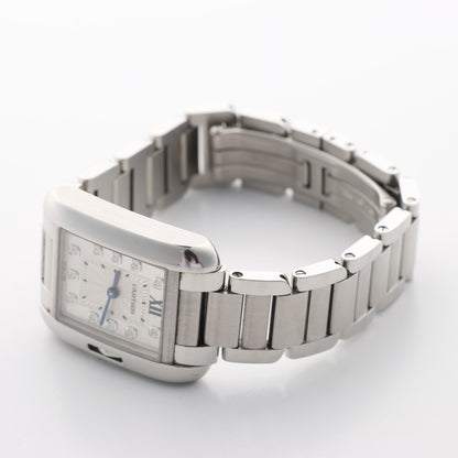 Cartier Tank Anglaise W4TA0003 3485312740UX SS QZ Silver-Face Watch